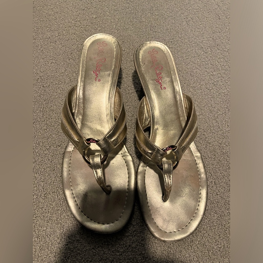 Lilly Pulitzer Gold Size 9 Espadrille Heels